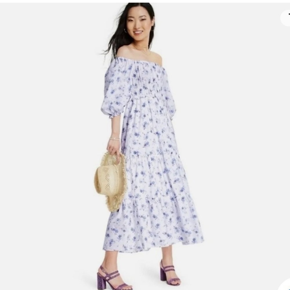 LoveShackFancy x Target Gemma White Floral Puff-Sleeve Maxi Dress